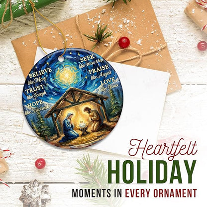 ZAGKOO Nativity Scene Christmas Ornaments - Christian Ornaments for Christmas Tree - Catholic Religious Gifts for Women Men, Nativity Decorations Festive Faith Ideas - Ceramic Xmas Ornaments 2025