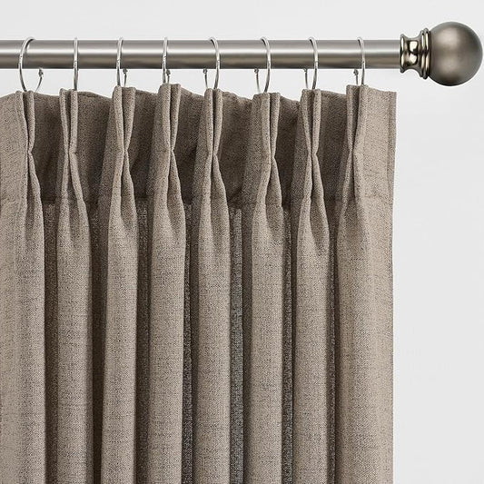 Khaki Pinch Pleated Sheer Curtains 120 Inches Long,Textured Boho Vintage Curtains Bohemian Retro Window Treatments for Bedroom/Living Room 42x120 Inch 2 Panels Back Tab Rod Pocket