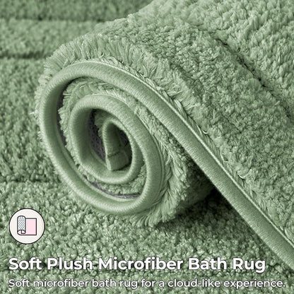 GRANNY SAYS Sage Green Bathroom Rugs Non Slip, 48" x 24", Small Bathroom Rugs Washable，Bath Mats for Floor, Microfiber Bath Mat for Tub, Absorbent Shower Rug