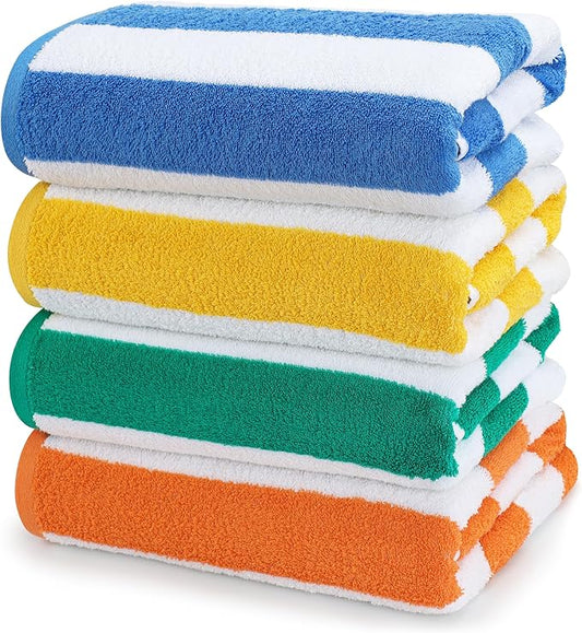 Utopia Towels Cabana Stripe Beach Towels, 30 x 60 Inches - Large Pool Towels (Bulk Pack of 24, Multi Color)