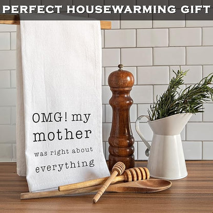 MAINEVENT Funny Dish Towel OMG My Mother Was Right Kitchen Tea Towel Gift 18x24