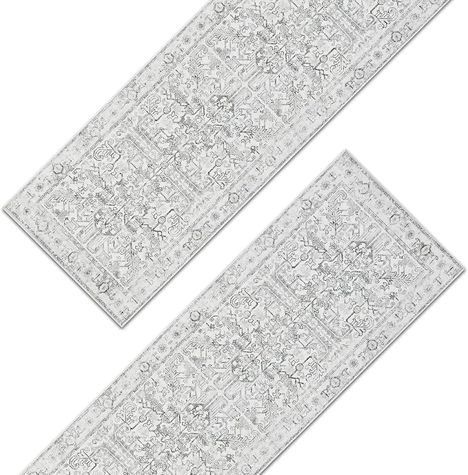jinchan Bohemian Runner Rugs 3x10 Set of 2 Washable Non-Slip, Grey