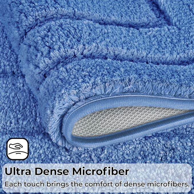 GRANNY SAYS Bathroom Toilet Rugs U Shaped, Bath Mats for Bathroom, Bath Rugs Non Slip Washable, Absorbent Microfiber Toilet Mat, Soft Plush Shaggy, 20" x 24", Blue