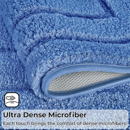 GRANNY SAYS Bathroom Toilet Rugs U Shaped, Bath Mats for Bathroom, Bath Rugs Non Slip Washable, Absorbent Microfiber Toilet Mat, Soft Plush Shaggy, 20" x 24", Blue