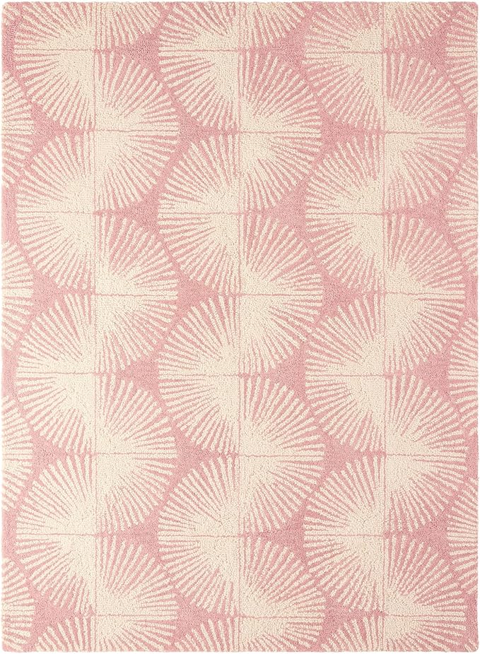Nicole Miller New York Kendall Fluted Geo Handcrafted Area Rug, 100% Wool Rug, Rose, 3'x5'