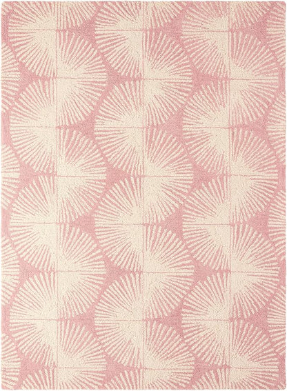 Nicole Miller New York Kendall Fluted Geo Handcrafted Area Rug, 100% Wool Rug, Rose, 3'x5'