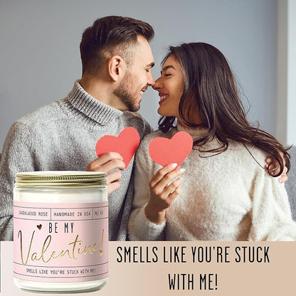 Valentines Day Gifts for Her, Valentine Candles, Valentines Gift for Girlfriend -Will You Be My Valentine Candle, w/Sandalwood & Red Roses I Valentines Gifts for Wife I 9oz, 50Hr Burn, USA Made