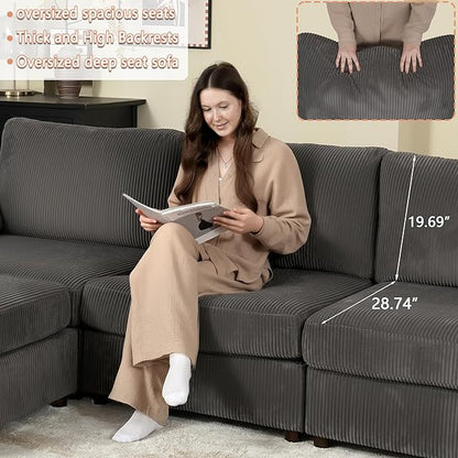 EASE MOOSE Modular Sectional Sofa,Oversized U Shape Sectional Couch with Ottoman,Wide Deep Modular Cloud Couch,Removable Cover