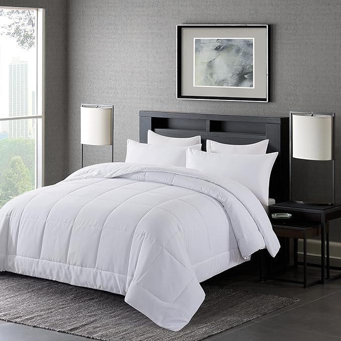 DOWNCOOL Full Size Comforter Sets -All Season Bedding Comforters Sets with 2 Pillow Cases -3 Pieces Bed Set Down Alternative Comforter Set -White Bedding Sets Full(82"x86")