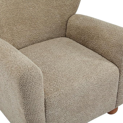 Christopher Knight Home Lindy Wingback Accent Chair, Upholstered Armchair with Rounded Wooden Legs, Curved Backrest Single Sofa, Soft Cushion Seating, Comfy Lounge Chair for Living Room, Light Brown