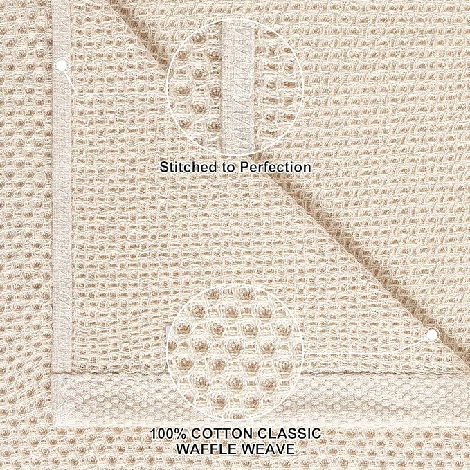 Homaxy 100% Cotton Kitchen Towels and Dishcloths Set, 12 x 12 Inches and 13 x 28 Inches, Set of 16 Bulk Kitchen Towels Set, Ultra Soft Absorbent Dish Cloths for Washing Dishes, Beige