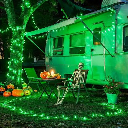 JMEXSUSS Connectable 100 LED Green Halloween Lights, 8 Modes Plug-in Green Christmas Lights Indoor, 33ft Clear Wire Twinkle String Light Outdoor for Halloween Christmas Tree Xmas Decor