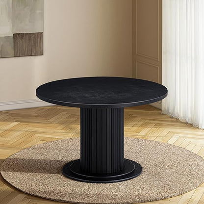 NTC Summit 47 Inch Modern Design, Round Dinner Table for Dining Room, Living Room Furniture, Effortless Assembly, Burnt Black