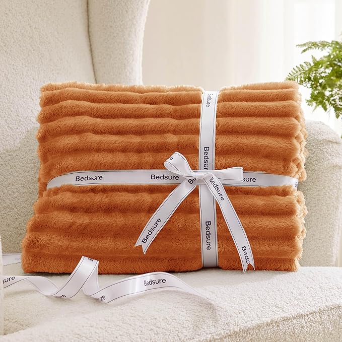 Bedsure GentleSoft King Blanket for - Cozy Soft Fall Blankets for Women, Cute Large Throws for Girls, Orange, 108x90 Inches