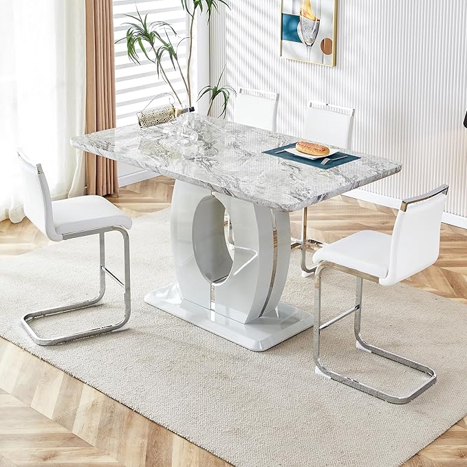 Bar Stools Set of 4,25" Counter Height Bar Stools with Footrest,White Faux Leather Kitchen Stools with Chrome Plated Metal Leg,Counter Height Stools Ideal for Island Pub Kitchen Counter Dining Chair