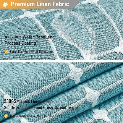 BTTN 78 Inch Long Shower Curtain, Boho Farmhouse Linen Ultra Thick Fabric Shower Curtain Set with Plastic Hooks, Tall Rustic Country Weighted Cloth Shower Curtains for Bathroom, Teal/Turquoise, 72x78