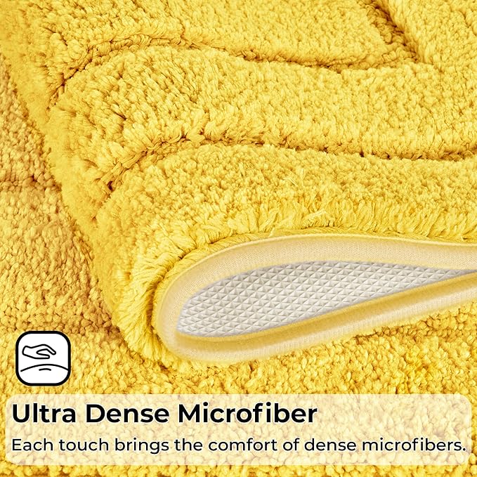 GRANNY SAYS Bathroom Toilet Rugs U Shaped, Bath Mats for Bathroom, Bath Rugs Non Slip Washable, Absorbent Microfiber Toilet Mat, Soft Plush Shaggy, 20" x 24", Yellow