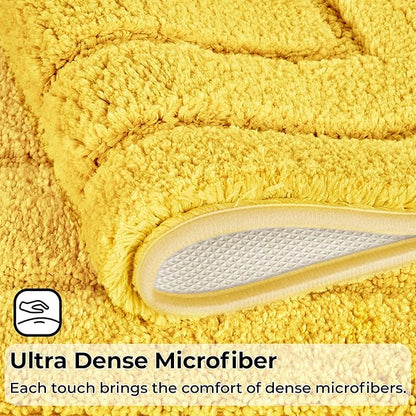 GRANNY SAYS Bathroom Toilet Rugs U Shaped, Bath Mats for Bathroom, Bath Rugs Non Slip Washable, Absorbent Microfiber Toilet Mat, Soft Plush Shaggy, 20" x 24", Yellow