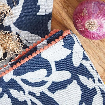 TARAN LIVING Printed Kitchen Dish Bar and Tea Towels Cotton, 18x28 inch with Trims, Cotton Dish Towel Sets (Allover Blue, Set of 6)