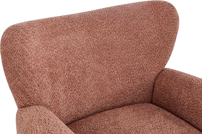 Christopher Knight Home Lindy Wingback Accent Chair, Upholstered Armchair with Rounded Wooden Legs, Curved Backrest Single Sofa, Soft Cushion Seating, Comfy Lounge Chair for Living Room, Dusty Coral