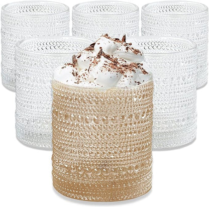 Kate Aspen Beaded Drinking Glasses Set of 6, 10 oz Retro Vintage Glassware - Boho Cocktail Water Juice Glasses, Hostess or Housewarming Gift