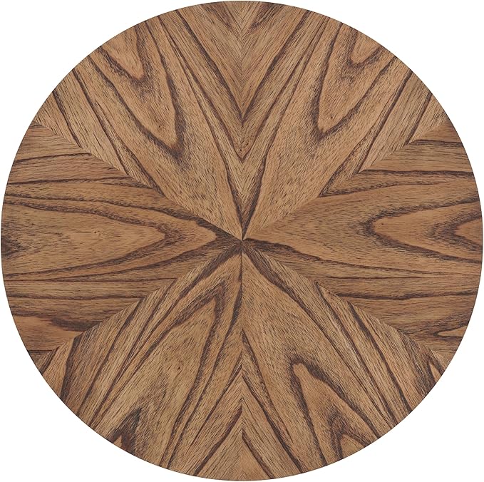 Martin Svensson Home Retro Mid-Century Modern Round Wood End Table, Solid Grain Side Table with Lower Shelf, Small Accent Table for Living Room or Nightstand. Nutmeg Brown.