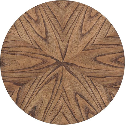 Martin Svensson Home Retro Mid-Century Modern Round Wood End Table, Solid Grain Side Table with Lower Shelf, Small Accent Table for Living Room or Nightstand. Nutmeg Brown.