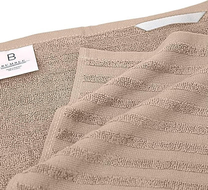 Premium Dish Towels 6 Pack Large Cotton Flat Terry Absorbent Tea Towels with Hanging Loop Tan 20x28