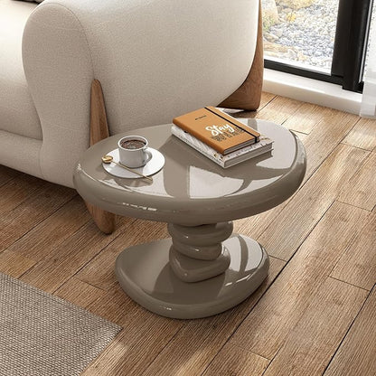 24/7 Shop at Home Kavren Modern 37-inch 2-Piece Oval Glossy Low Profile Coffee Table Set, Stone Shape Living Room Furniture for Small Space, Dark Brown