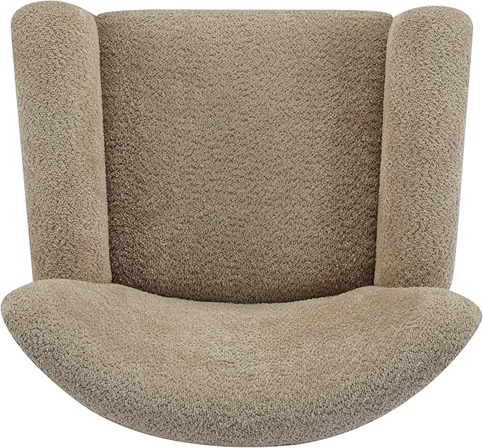 Christopher Knight Home Lindy Wingback Accent Chair, Upholstered Armchair with Rounded Wooden Legs, Curved Backrest Single Sofa, Soft Cushion Seating, Comfy Lounge Chair for Living Room, Light Brown