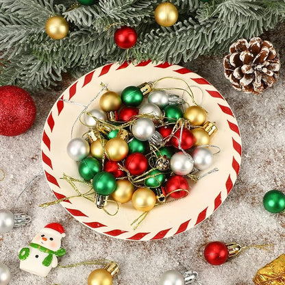 Jansun 60PCS Christmas Mini Balls Ornaments Miniature Xmas Tree Hanging Decorations Small Vintage Glitter Balls for Holiday Party Outdoor Indoor DIY Craft Decor Supplies (Matte Surface)