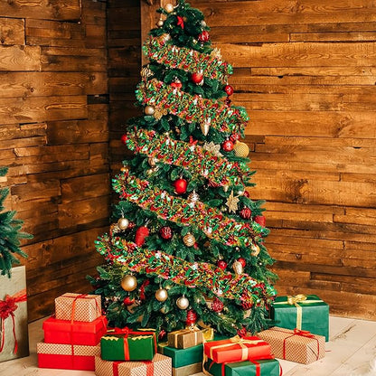 50 Ft Christmas Tinsel Garland Thick Tinsel Garland Xmas Tree Decorations Metallic Tinsel Twist Garland for Christmas, Birthday, Party Decor Indoor Outdoor Party Supplies