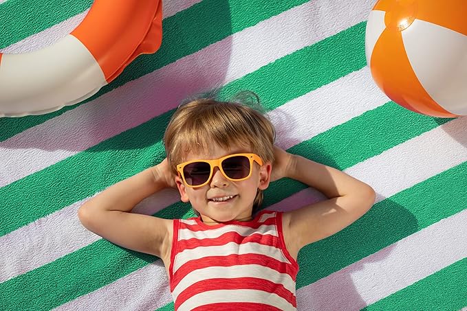 Utopia Towels 4 Pack Cabana Stripe Beach Towel Oversized 100% Ring Spun Cotton Beth Towels Highly Absorbent Quick Dry , Green