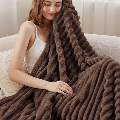 Bedsure GentleSoft Fondue Fudge Fleece Blanket for - Cozy Soft Blankets for Women, Cute Small Throws for Girls, 60x80 Inches