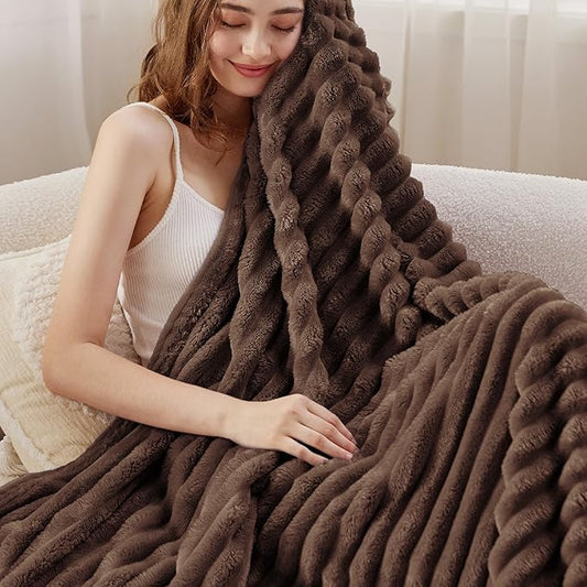 Bedsure GentleSoft Fondue Fudge Fleece Blanket for - Cozy Soft Blankets for Women, Cute Small Throws for Girls, 60x80 Inches