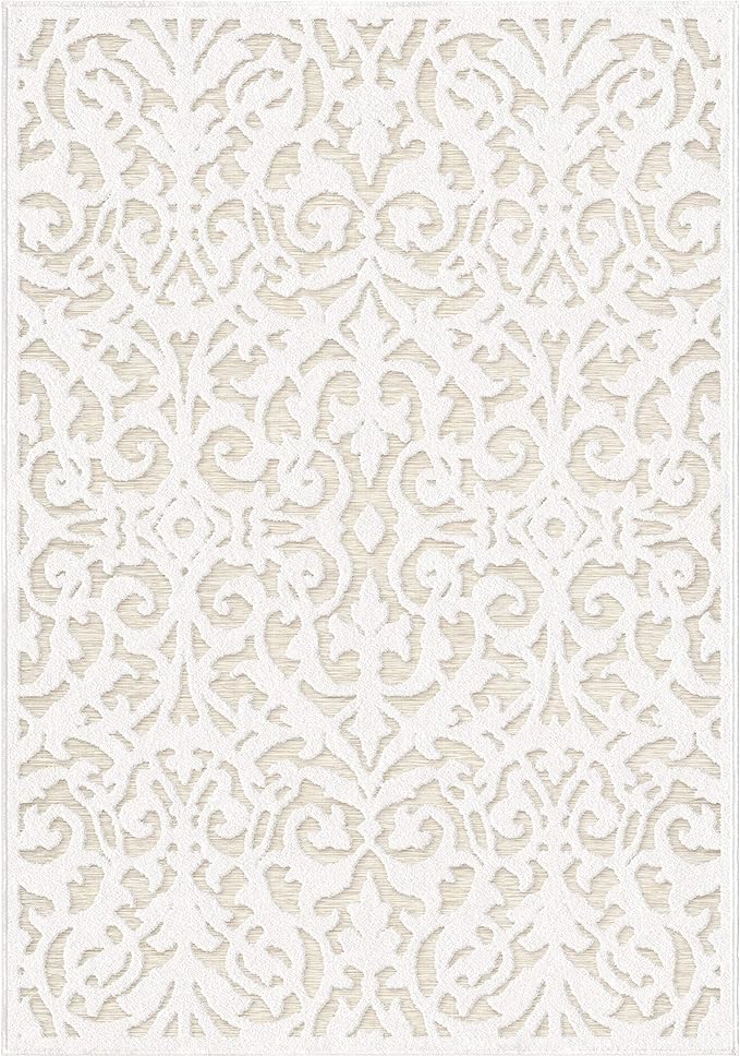 My Texas House Lady Bird Area Rug 3.11x5.5 Indoor Outdoor, Natural Driftwood