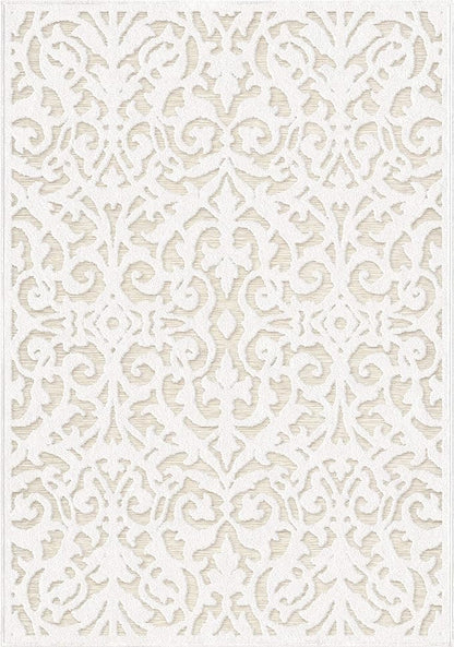 My Texas House Lady Bird Area Rug 3.11x5.5 Indoor Outdoor, Natural Driftwood