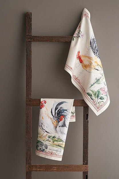 Maison d'Hermine 100% Cotton Kitchen Towels Campagne Coq Set of 2 Quick Drying Dish Towels Spring Summer