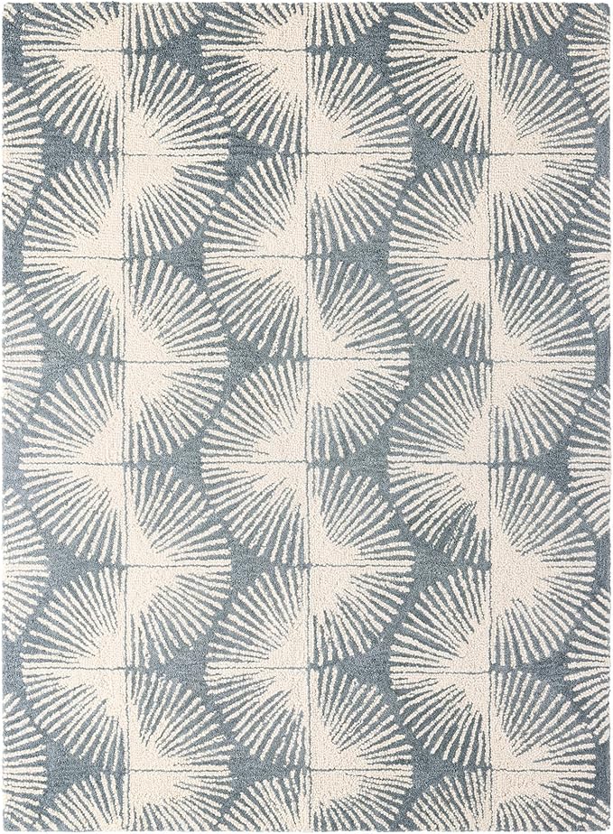 Nicole Miller New York Kendall Fluted Geo Handcrafted Area Rug, 100% Wool Rug, Grey, 6'x9'