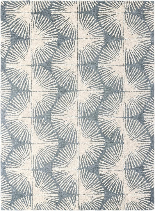 Nicole Miller New York Kendall Fluted Geo Handcrafted Area Rug, 100% Wool Rug, Grey, 5'x7’