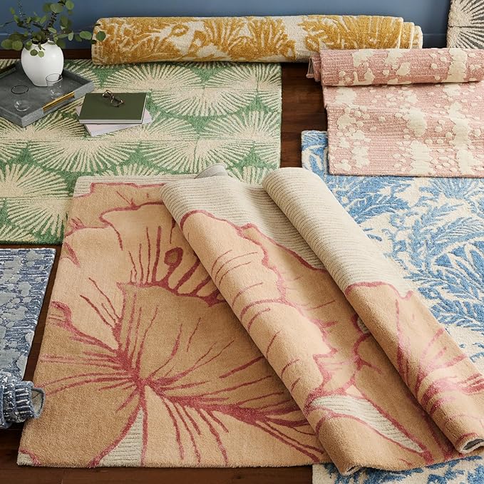 Nicole Miller New York Kendall Fluted Geo Handcrafted Runner Area Rug, 100% Wool Rug, Rose, 2'5"x7"