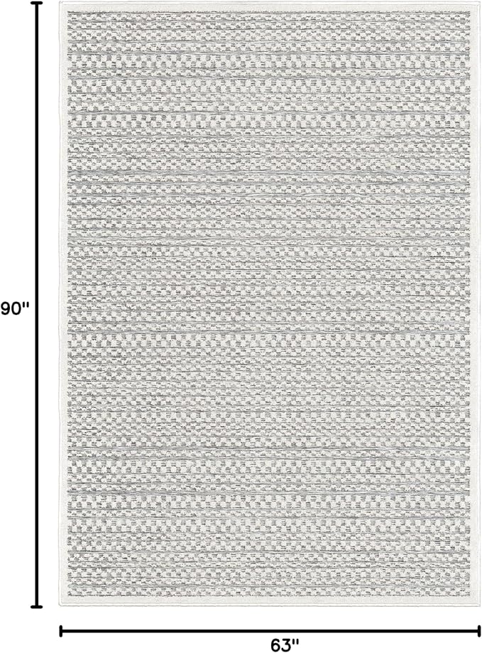 Orian My Texas House Boucle Quail Hallow Rug 5.2x7.6 Indoor Outdoor, Natural Grey