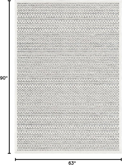 Orian My Texas House Boucle Quail Hallow Rug 5.2x7.6 Indoor Outdoor, Natural Grey