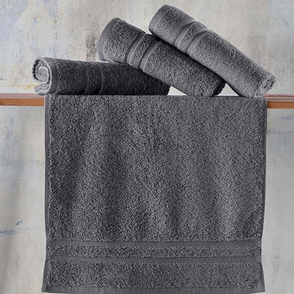 Hawmam Linen Cool Grey Hand Towels 4-Pack - 16x29 Turkish Cotton Premium Quality Soft Bath Towels