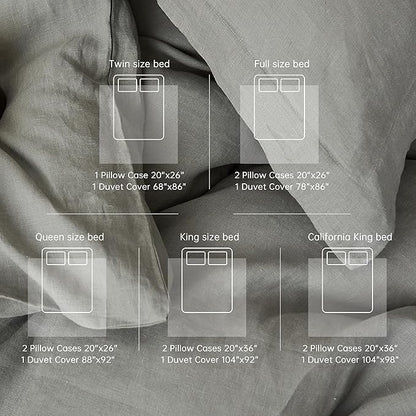 Simple&Opulence 100% Linen Duvet Cover Set, 3 PCS Ultimate Grey Duvet Cover Queen Size, Breathable Soft Comfy Linen Bedding Comforter Cover with 2 Pillowcases(Ultimate Grey, 88"x92")