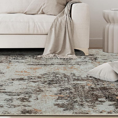 5x7 Area Rugs for Living Room Rug Washable: Abstract Rug for Dining Room Bedroom Carpet Non Slip 5 by 7 Indoor Modern Nursery Home Office Brown Beige