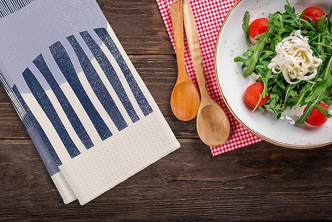QIYUHOY Abstract Blue Geometric Mid Century Modern Kitchen Towels Tea Towels 16x24 Cotton Dish Towels for Farmhouse Decor