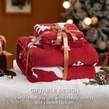 Bedsure Fluffy Christmas Duvet Cover Set - Ultra Soft Plush Shaggy Comforter Cover Twin Size, Warm Flannel Fleece Bed Sets for Winter, 2 Pieces, Reindeer Pattern, Red