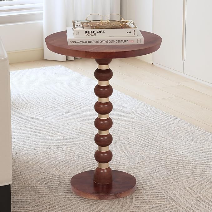 Christopher Knight Home Tatian Wood End Table, Indoor Round Side Table, Small Drink Table, Modern Accent End Table Coffee Table with Solid Wood Leg for Living Room Bedroom or Small Spaces, Honey+Gold