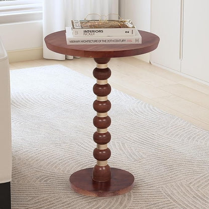 Christopher Knight Home Tatian Wood End Table, Indoor Round Side Table, Small Drink Table, Modern Accent End Table Coffee Table with Solid Wood Leg for Living Room Bedroom or Small Spaces, Honey+Gold